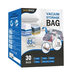 Large 80X60 30 Packs Zipper Vacuum Compression Seal Transparent Storage Bags for Clothes
