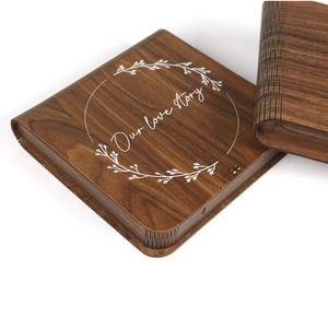 Customizable Rustic Wooden Card Box with Lids for Christmas New Year Parties Photo Storage Wood Material Storage Box