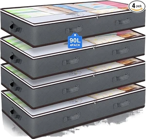 Foldable Under Bed Bags Large Under Bed Storage Boxes Thick Underbed Clothes Storage Bags Zippered Containers Closet Organizer