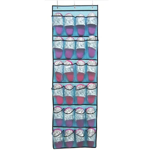 24 Mesh Pockets Door Hanging Shoe Organizer Space-Saving Storage Boxes for Clothes and Shoes