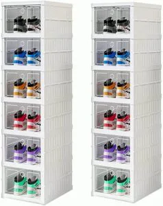 6-Layer Foldable Plastic Shoe Storage Cabinet Injection-Technics Office Organizer in Rectangle Shape for Shoe Storage Box