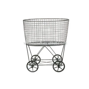 Metal Vintage Laundry Wire Basket with Wheels