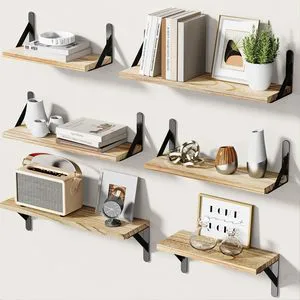 Modern Style Wooden Iron Wall-mounted Storage Rack Display Stand, Suitable for Living Room and Bedroom