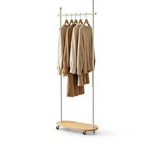 Vintage-style Metal Coat Rack Movable Floor-standing Clothes Hanger Modern Minimalist Home Dormitory Storage Rack