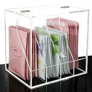 Factory Custom Modern Clear Acrylic Skin Care Facial Mask Storage Box With Cover Dust-proof Desktop Storage Cosmetics Organizer