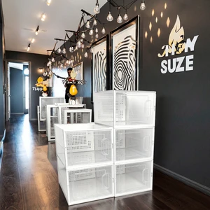 Plastic Shoe Storage Box Stackable Clear Organizer Dustproof PP Material for Home Closet Sports Shoes Sneakers