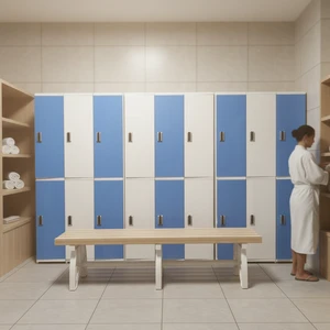 JMDS-402 Adjustable Shelf Waterproof Durable Eco-Friendly For Spas Hot Spring Resorts 2-Compartment PVC/ABS Plastic Locker