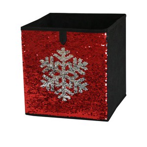 Sequin Christmas Foldable Storage Cube Box Basket Organizer Collapsible Fabric Storage Bin