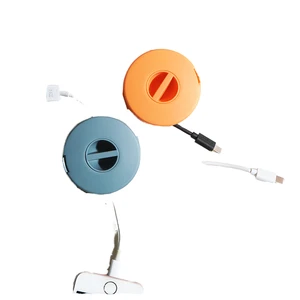 Portable Charger Flexible USB Wire Cord Storage Reel Box Plastic Cable Winder Retractable Cable Management with Holder