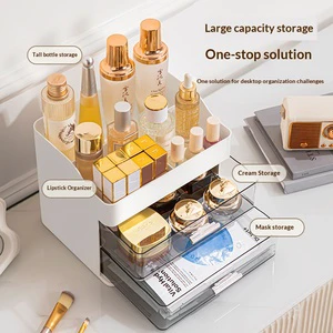 Fashion Modern Plastic Skincare Storage Holder with Large Open Storage for Dresser Top Vanity Makeup Storage Caddy