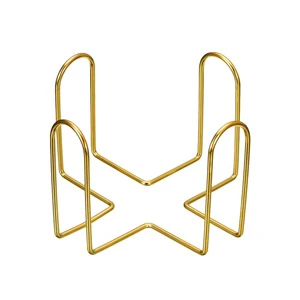 Customized Steel Wire Nest Shaped Golden Color Iron Metal Coaster Storage Rack For Round Square Coasters Holder
