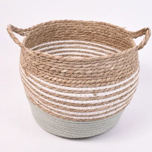 Eco-Friendly Cotton Rope Woven Basket Home Rectangle Basket Modern Style Home Decor Multi-functional Save Space Storage Baskets