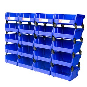 Stackable Foldable Plastic Storage Bins Wall-Mounted Hanging Organizer for Garage Clothing Tools