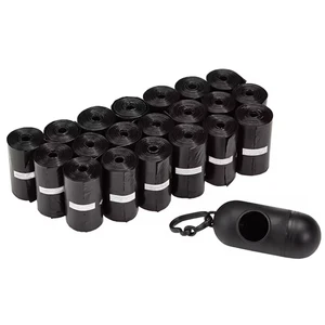 Eco-Friendly Custom Black Dog Poop Bags Bulk Dispenser With Leash Clip Plastic And EPI Material Environmentally Advantageous