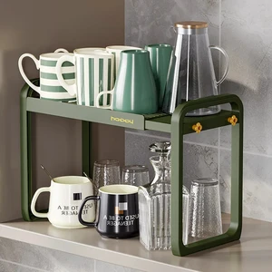 Expandable Kitchen Cabinet Shelf Organizer Rack Tableware Supplies Stackable Kitchen Storage Rack