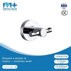 Metalique 54086F-CR Polished Chrome Towel Hooks Robe Hook Double Hooks Wall Mounted Hand Towel Hooks for Kitchen Bathroom