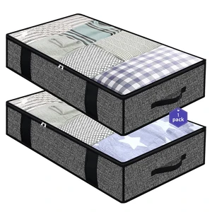 Minimalist Large-Capacity Transparent Bed Storage Box Fishbone Pattern Dust Bag For Clothing Quilt Under-Bed Sorting Storage Bag