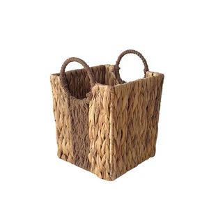 Hyacinth Straw Baskets Handmade Wicker Storage Organizer Handwoven Laundry Totes for Bathroom Living Room