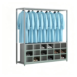 Stainless Steel 18-section Wardrobe for Hanging Clothes, Multi-person Changing Rack, Hat Rack Workshop, Clothes Rack
