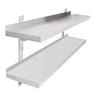 Durable 2 Layers Stainless Steel Wall Shelf Wall Mounted Shelf Heavy Duty Storage Rack Shelf