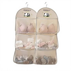 Velcro Mesh Nonwoven Fabric Storage Bag Panda Kitchen Cabinet Door Clothing Storage Wall-Hanging Thickened Large Capacity