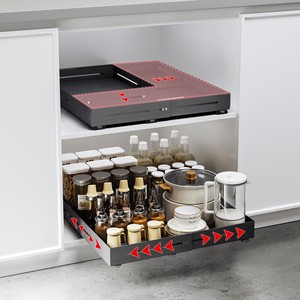 Adjustable Slide Drawers Pull Cabinet Organizer Expandable 3 Rails No Drill Kitchen Pantry Storage Rack Adhesive Roll Shelves