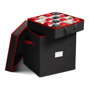 Black Christmas Decorations Storage Bag Christmas Bauble Storage Box With Adjustable Dividers