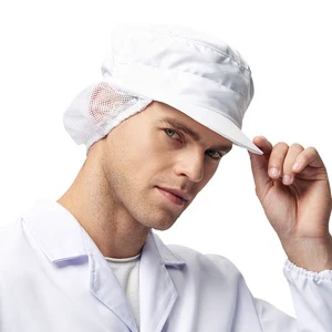 Dustproof Hat Cap with Polyester Mesh Hood Safety Clothing for Food Processing Factory