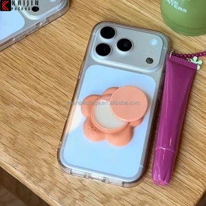 Custom Flower Lipstick Case Mobile Phone Stand Cosmetic Container For Lipstick Blusher Eyeshadow & Powder Lip Balm Container