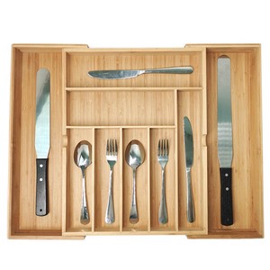 WDF Hot Sale Drawer Dividers Organizer Cutlery Silverware Organizer Kitchen Drawer Tray Bamboo Drawer Organizers For House Using