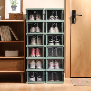 Transparent Plastic Foldable Rectangle Shoe Cabinet Customizable Racks Durable Storage Solution For Everyday Office Organizer