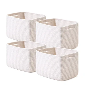 Woven Storage Baskets for Organizing Woven Basket for Storage Bin for Shelves, Cotton Rope Basket with Handles