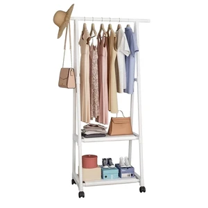 Coat Rack Triangle Coat Rack Floor Standing with Wheels Mobile Multi-layer Storage Rack Simple Modern Clothes Hanger Drying Rack