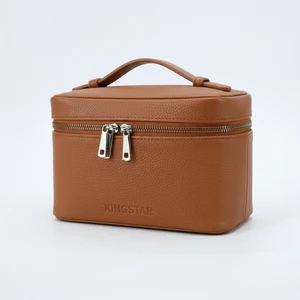 BSCI Factory OEM Custom Printing Water Resistant Durable Large Capacity Travel Foldable PU Leather Makeup Cosmetics Bag