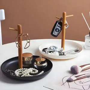 Creative Minimalist Jewelry Storage Hook Base Tray Branch Design with Hook and Tray for Bedroom Earring Bracelet Necklace Holder