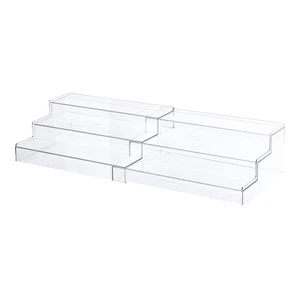 3 Layer Clear Plastic Spice Rack Organizer Stepped for Kitchen Countertop Cabinet Drawer Storing Spice Jars Seasoning Bottles