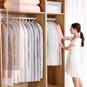 Thick Clothes Dust Cover Storage Bag for Wardrobe-Transparent PEVA Material Protect Down Jackets and Coats
