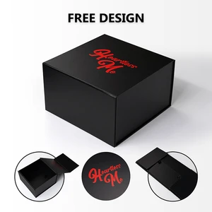 Custom Black Foldable Magnetic Paper Gift Box Eco Friendly Logo Designer Cardboard Packaging Magnetic Closure Box with logo