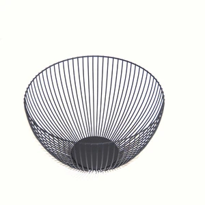 JIABAO Latest New Design Home Round Black Iron Metal Wire Fruit Basket Wire Basket Storage