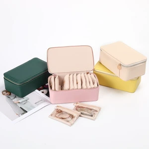 Large Capacity PU Jewelry Storage Box With 12 Separate Compartments And Zipper Closure For Makeup And Jewelry Storage