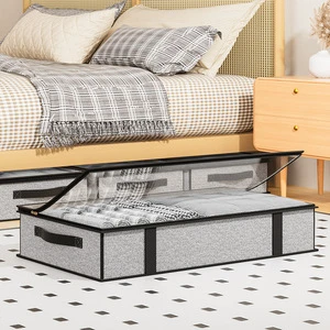 Under Bed Storage Box Grey Rectangle Clothing Storage Bag For Bedroom Home Use