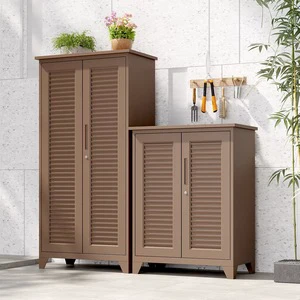 Modern Outdoor Storage Cabinet Weatherproof Garden Organizer Cabinet Patio Deck Balcony Storage Furniture