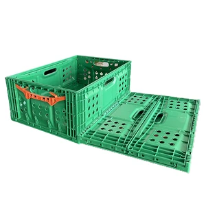 Warehouse Turnover Moving Mesh Folding Stackable Nestable HDPE Storage Agriculture Egg Fruit And Vegetable Plastic Basket Crate