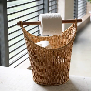 Creative Nordic Style Handmade Eco-Friendly Plastic Woven Storage Basket Multifunctional Design for Living Room 20-35L Capacity
