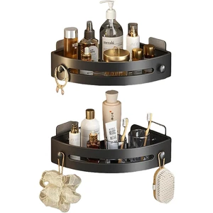 Wholesale 2-Tier Stainless Steel Floating Wall Mounted Rack Corner Bathroom Storage Living Room Spice Organizer for Kitchen Use