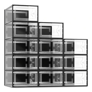 Large Stackable Clear Plastic Shoe Storage Box for Women Men Foldable Sneaker Container Holder Boots Organizer Entryway Rack