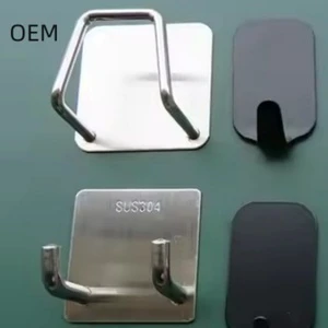 Factory Customizable Stainless Steel Large Square Storage Hook Creative Traceless Design Classic Style for Bathroom Wall Door