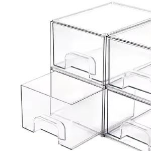 Makeup Storage Drawer Acrylic Bathroom Transparent Stackable Plastic Storage Box Dressing Table Cabinet Tableware Room