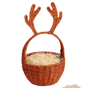 Vietnam Woven Rattan Christmas & Easter Gift Box Storage Basket Mini DIY Toy for Kids Room