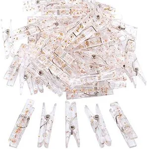 Gold Glitter Mini Plastic Photo Picture Paper Clip Transparent Windproof Household Clothes Clip Clothes Pegs Clothespin